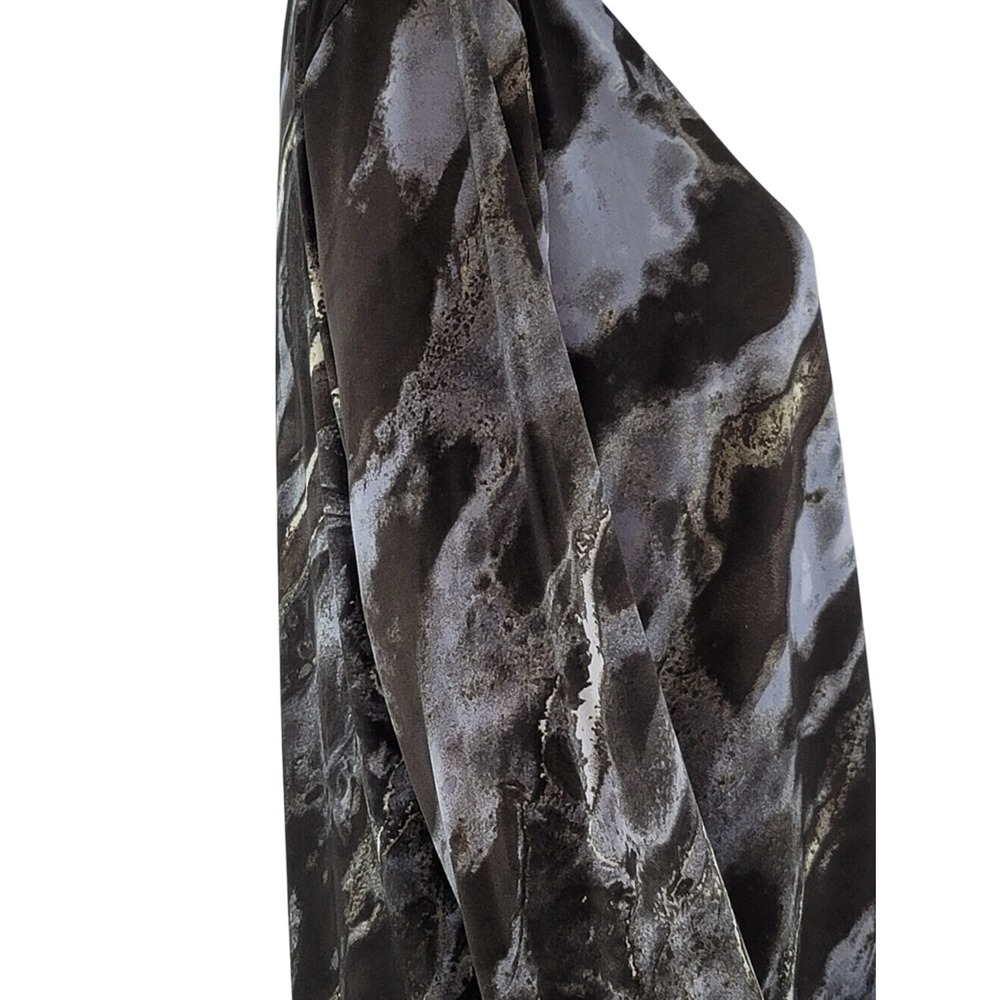 Susan Graver Liquid Knit Black & Gray Marble-Print Long Sleeve Top - Picture 4 of 13